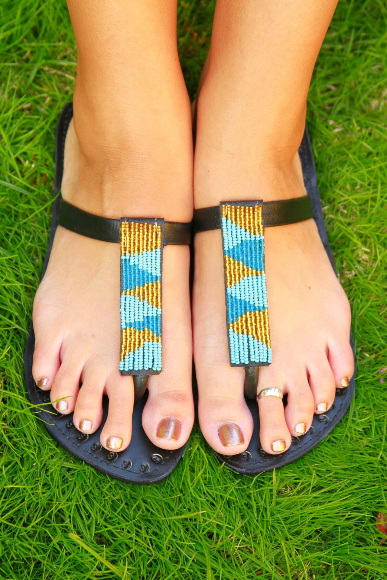 Maasai beaded sandals , African sandals for women , Multicolored sanda –  Yah'den Enterprises, LLC